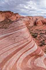 Iconic Fire Wave rock formation in the Valley of Fire State Park, Nevada