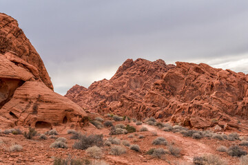 Magnificent red colored rock in the Valley of Fire, Nevada