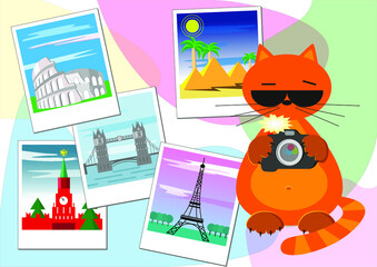 Photos with sights. Vector illustration for tourism advertising