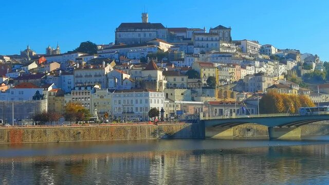view of the city of Coimbra from left side of Mondego river