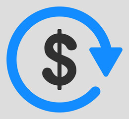 Dollar pay again vector icon. An isolated flat icon illustration of dollar pay again with nobody.