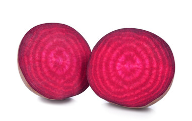 Slices of beetroot isolated on white background.