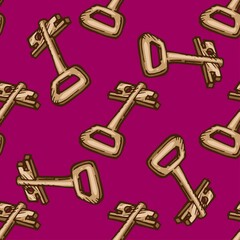Seamless pattern of keys. hand drawn vector illustration for print or web design