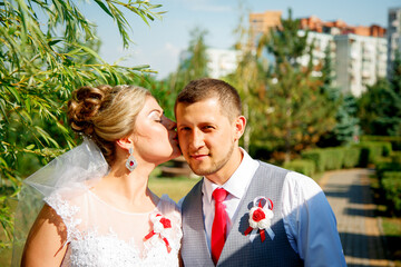 Beautiful and romantic wedding, groom and bride! Family and Marriage. Creation of a family, marriage!
