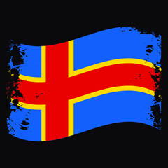 Aland Islands Country Transparent Wavy Flag Grunge Brush