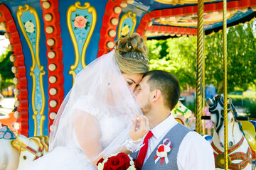 Beautiful and romantic wedding, groom and bride! Family and Marriage. Creation of a family, marriage! Engagement ring