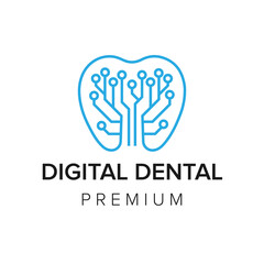digital dental logo icon vector template