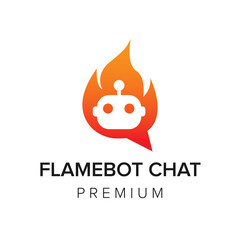 Flame robot chat logo icon vector template