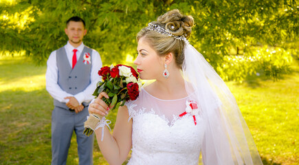 Beautiful and romantic wedding, groom and bride! Family and Marriage. Creation of a family, marriage! Engagement ring