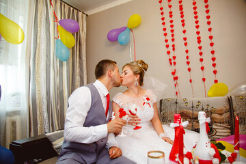 Beautiful and romantic wedding, groom and bride! Family and Marriage. Creation of a family, marriage! Engagement ring