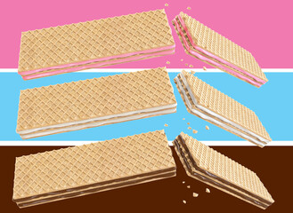 Crispy Wafer. Isolated background. 3d illustration