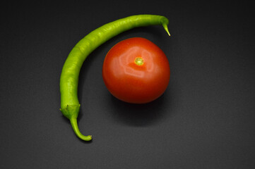 Fresh, tasty, tomato and green pepper, fresh organic tomato pepper