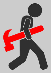 Hammer robber vector icon. An isolated flat icon illustration of hammer robber with nobody.