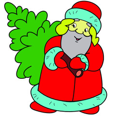 Funny Santa Claus with herringbone.  Happy Holiday. Christmas New year greeting card, postcard, poster, banner