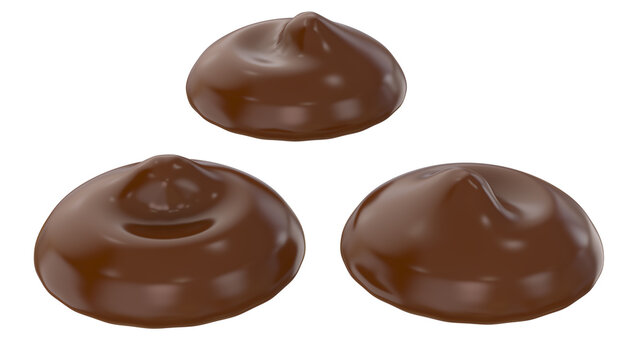 Set of Chocolate cream, melted chocolate. Isolated on white background. Clipping path. 3d illustration.