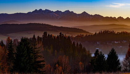 amazing Tatra Mountains panorama in November