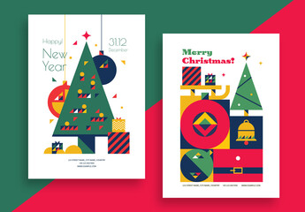 Christmas Cards Invitation Layout with Holidays Decoration