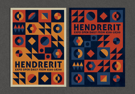 Trendy Bauhaus Pattern Posters Layout
