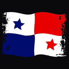 Panama Country Transparent Wavy Flag Grunge Brush
