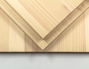 Naklejka na ściany i meble Pine boards are cut in the shape of triangles.