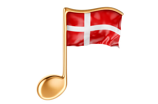 Musical Note With Danish Flag. Music In Denmark, Concept. 3D Rendering