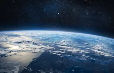 Cercles muraux Nasa Orbite de la Terre dans l& 39 espace extra-atmosphérique. Surface de la planète. Étoiles sur fond. Voie Lactée. Éléments de cette image fournis par la NASA