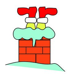 Santa stack in the chimney santa claus on the roof