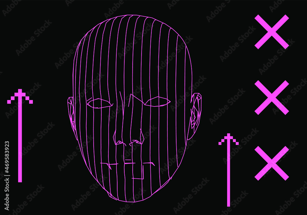 Aufkleber 3D wireframe model of a human head. Concept for Machine Learning, Artificial intelligence and Robotics themes.