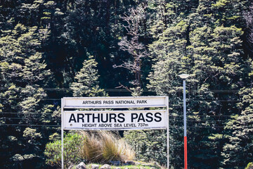 sign in the mountains Arthurs Pass