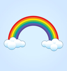 simple classic rainbow with clouds