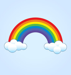 simple classic rainbow with clouds