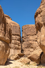 Sandstone columns in the desert region of Tabuk, Saudi Arabia