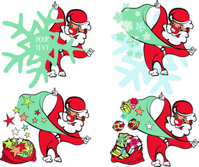 Christmas Santa.A New Year's fairy-tale character. Vector drawing.Sublimation, art. Funny caricature of a little man.A cheerful cartoon symbol of the holiday.