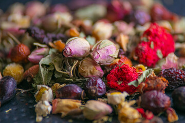 dried flowers in a basket