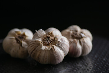 garlic on a wooden background