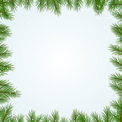 Fototapeta na wymiar Pine branches and snow vector winter background
