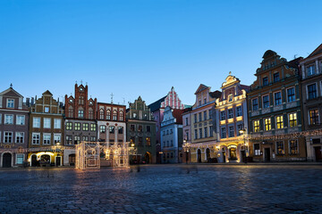 The Old Market Square with historic tenement houses andl and christmas decorations