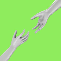 The Helping Hand on pop art Background - 3D