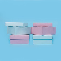 pink and  blue gift boxes
