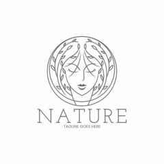 natural beautiful goddess logo vector illustration for business logo or icon