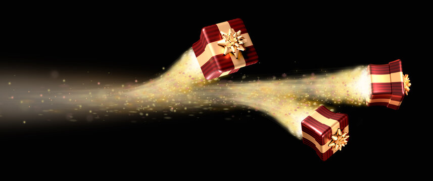 cadeaux de no&euml;l avec r&eacute;acteur - bandeau format banni&egrave;re - rendu 3D