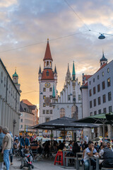Fototapeta premium Old Town Hall with sunset, Munich, Germany