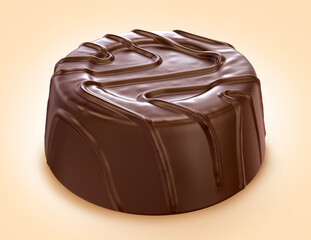 Choco pie chocolate biscuits with marshmallow isolated background. 3d illustration