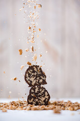 healthy candy with nut crumb 