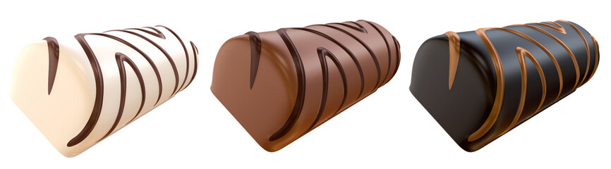Chocolate coated bar. 3d illustration. Isolated background