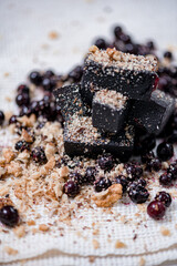 healthy marmalade with currant and nut crumb 