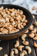 cashew in wood plate