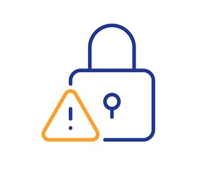 Lock line icon. Padlock warning sign. Security access symbol. Colorful thin line outline concept. Linear style lock icon. Editable stroke. Vector