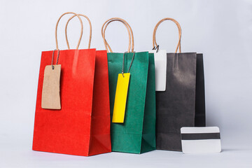 Shopping bag and credit card for shopping concept