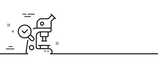 Microscope line icon. Laboratory equipment sign. Science lab instrument symbol. Minimal line illustration background. Microscope line icon pattern banner. White web template concept. Vector